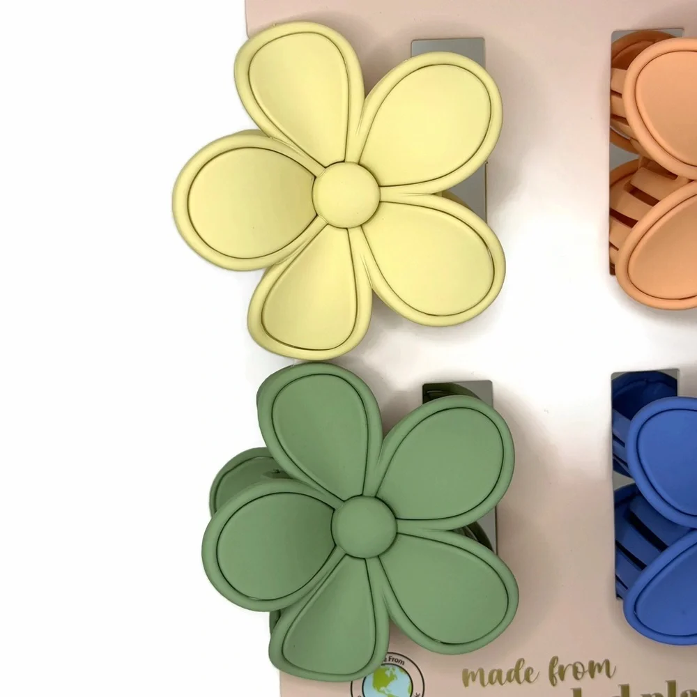 Piper K Matte Floral Hair Claws Clips Pastel Multicolor Set of 4